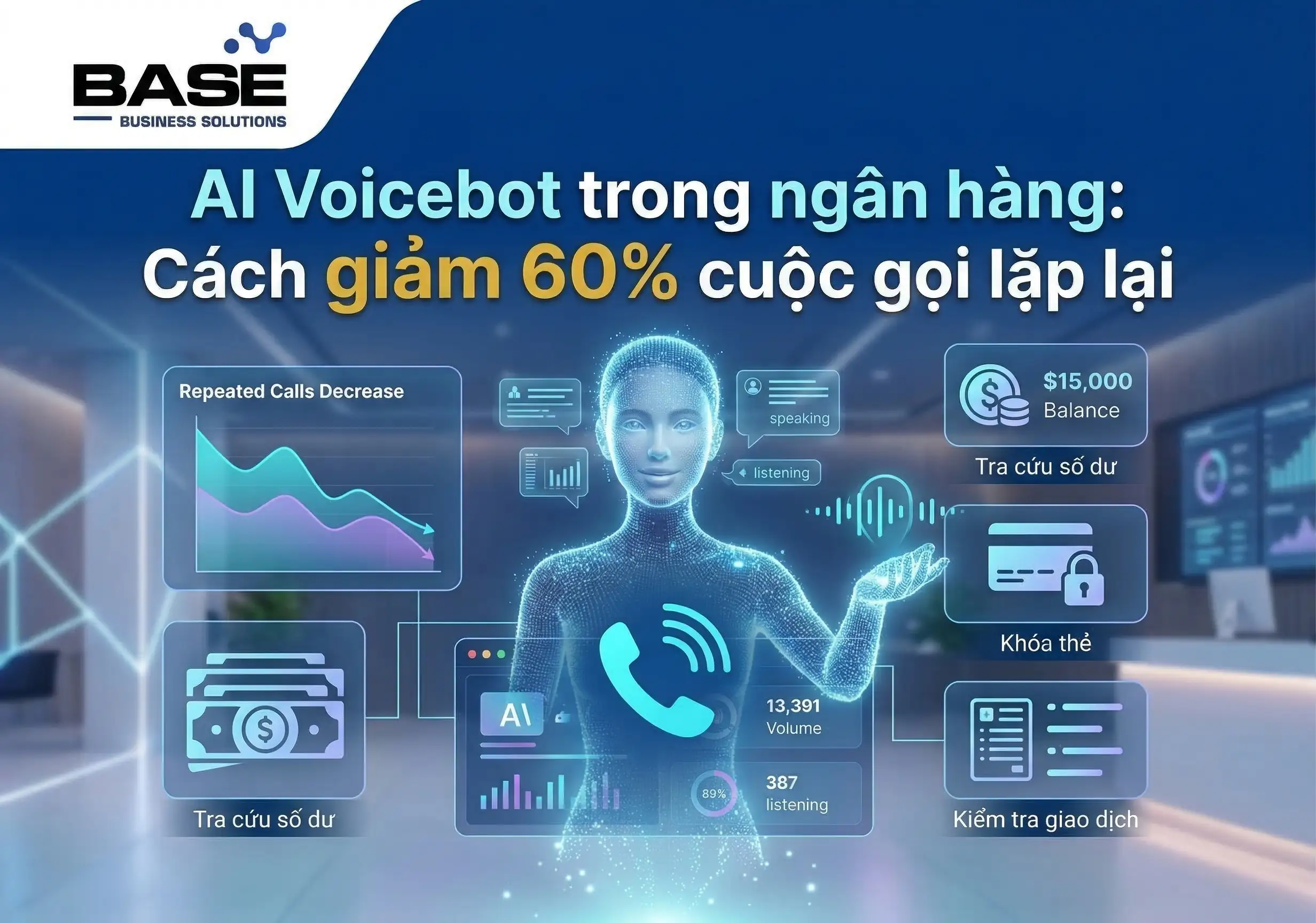 AI Voicebot trong ngân hàng: Cách giảm 60% cuộc gọi lặp lại